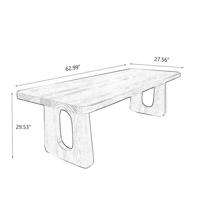 Bureau rectangulaire brun en bois massif, H 29,5 po x l 62,9 po x P 27,5 po