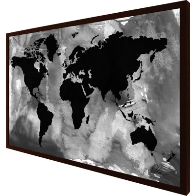 Black And White World Map - Single Picture Frame Painting