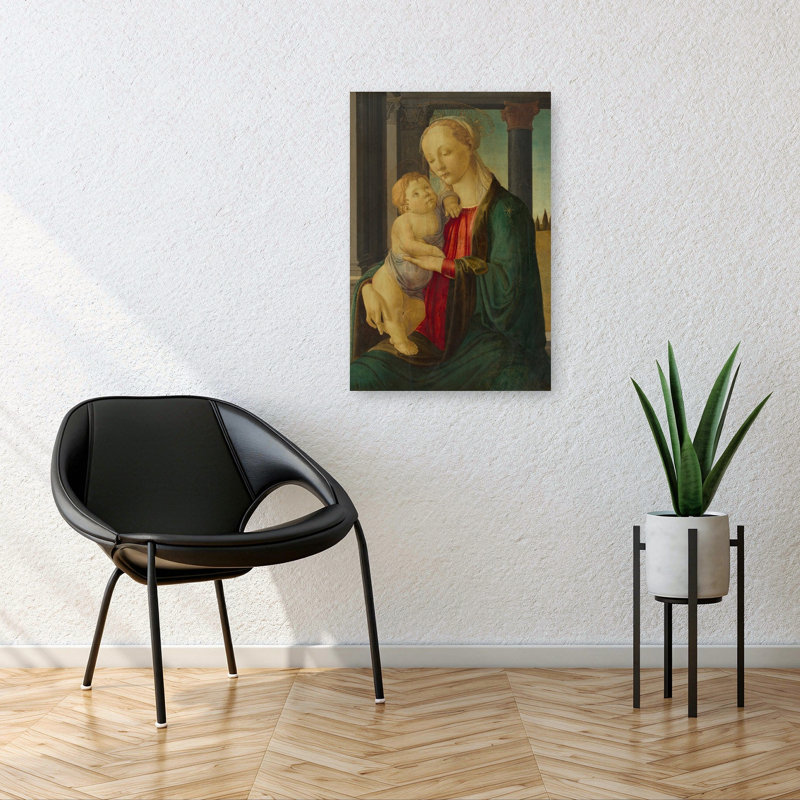 Vierge à l'Enfant, vers 1467, estampe d'art mural abstraite contemporaine, H 36 po x l 24 po