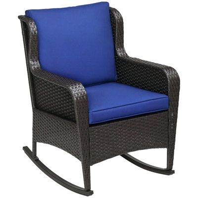 Chaise berçante d'extérieur en métal avec coussins