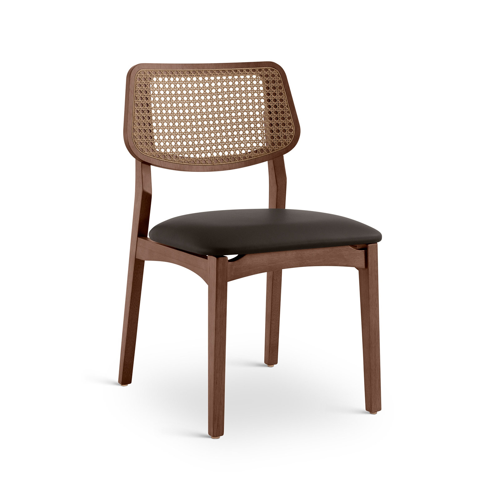 Ena Modern Brazilian - Beth - Cane Side Chair - Seat - Frame - Webbing, Shimmy Black/Nogal/Nogal