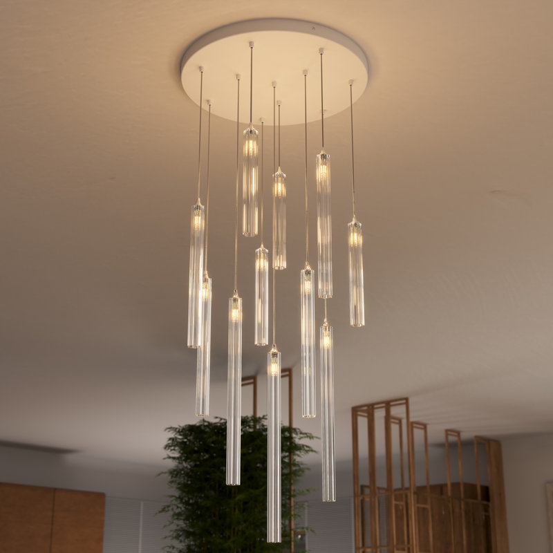 Krystal 11 - Light LED Chandelier, 72", Brass