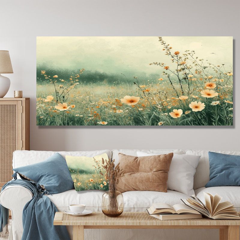 Orange Country Wildflowers Dream - impression de fleurs sauvages sur métal, H 28 po x l 60 po
