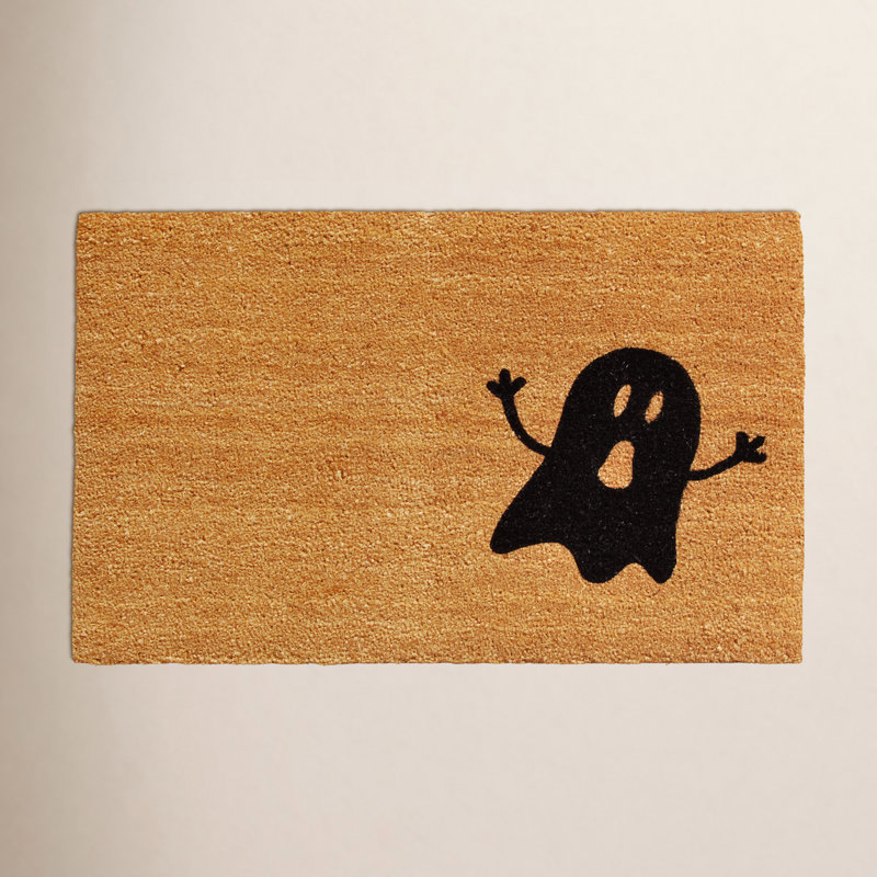 Tapis d'extérieur antidérapant Daphine Ghost, Orange / Noir, Rectangle 2 pi x 3 pi