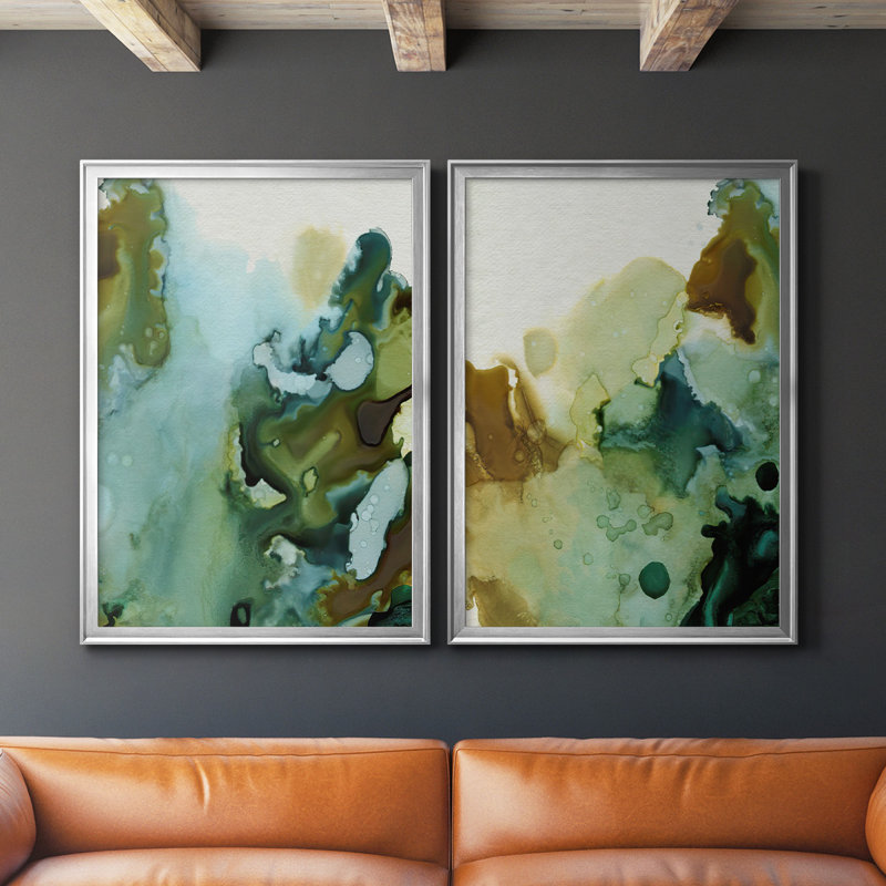 «Water and Earth I», toile encadrée de qualité supérieure - prête à être accrochée, H 42,5 po x l 61 po x P 2,5 po, Argent