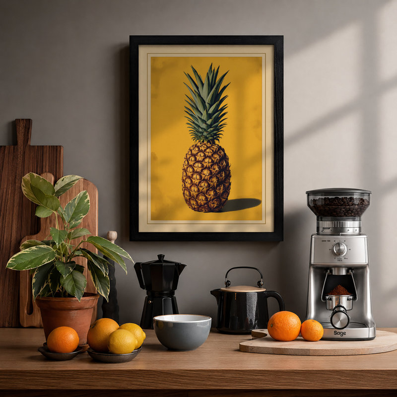 Centred Pineapple Modern - Print, A1 - 84.1 x 59.4 cm, Black