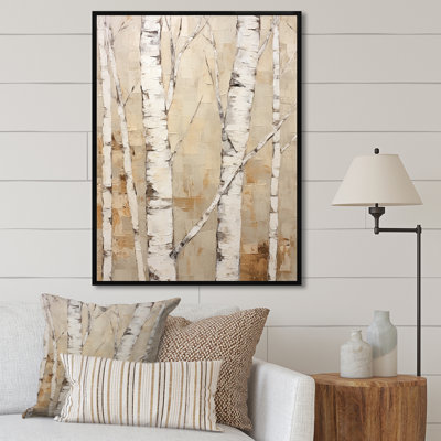 Beige minimalisme arbre bouleau IV sur toile