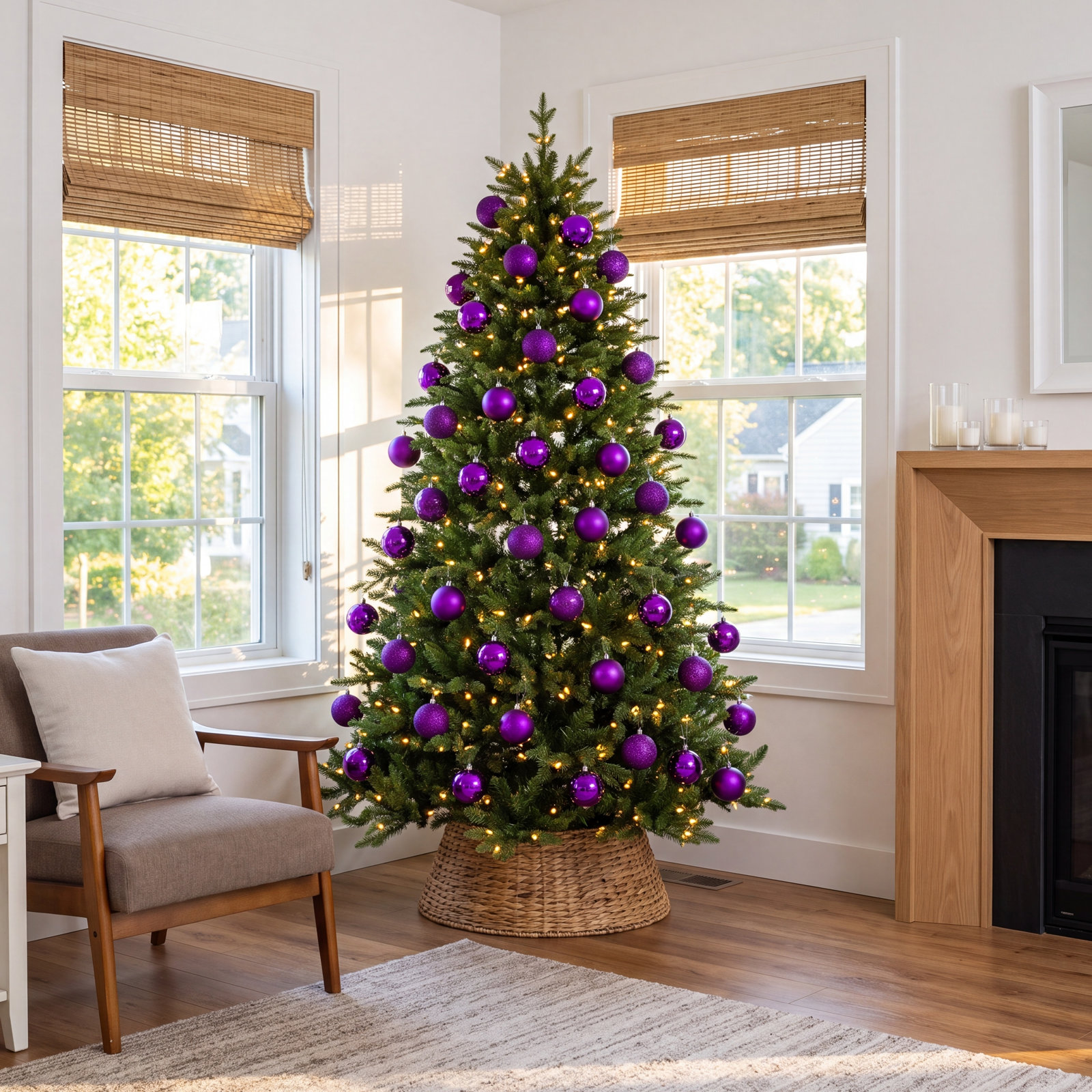 Holiday Christmas 30 Count 2.5in. Shatterproof Ornament Set, Purple