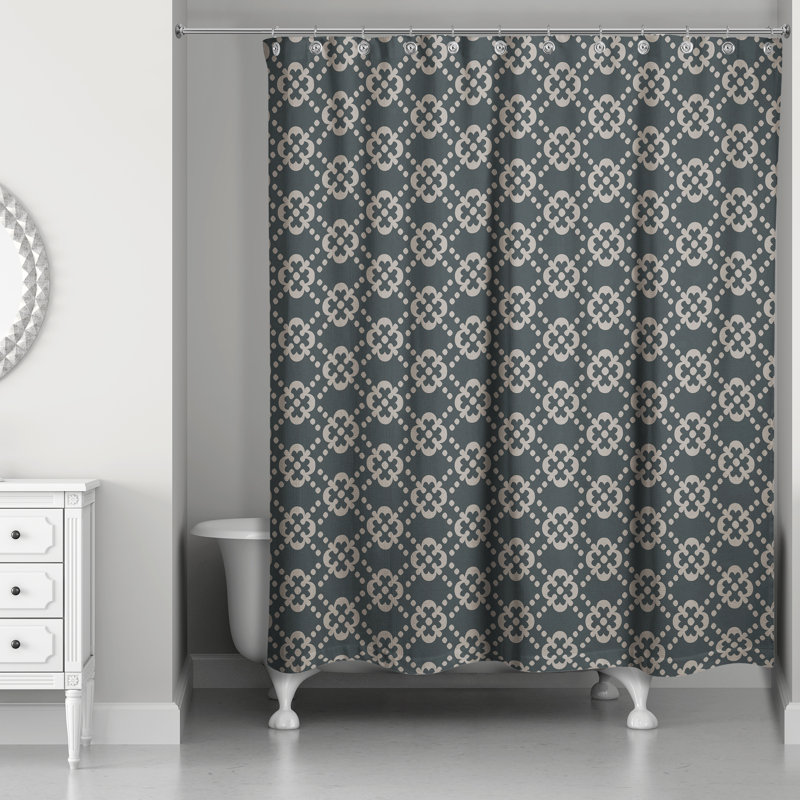 Hannum Floral Single Shower Curtain, Brown/Black