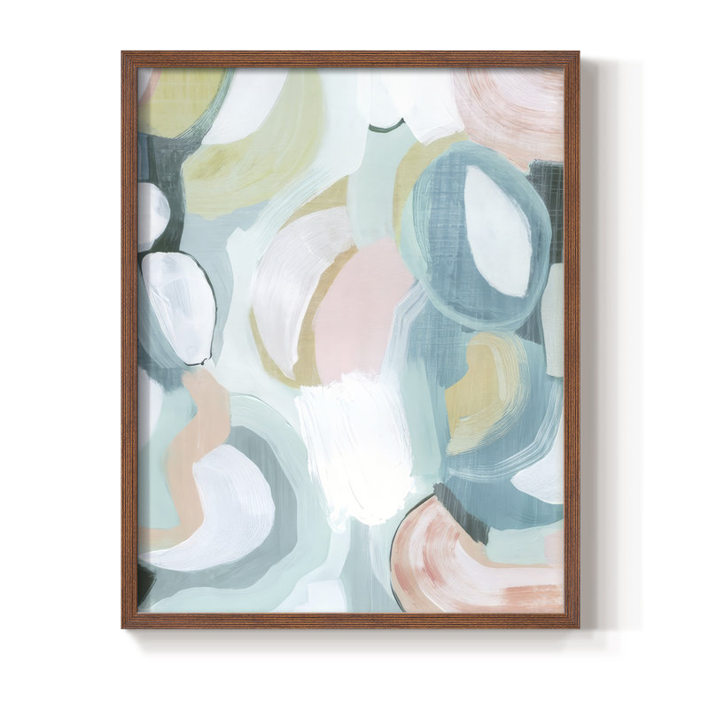 Pastel Garden Abstraction II Framed Print - Solid Wood, Walnut, 30" H x 24" W