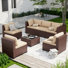 7 Piece Rattan Sectional Seating Group with Cushions