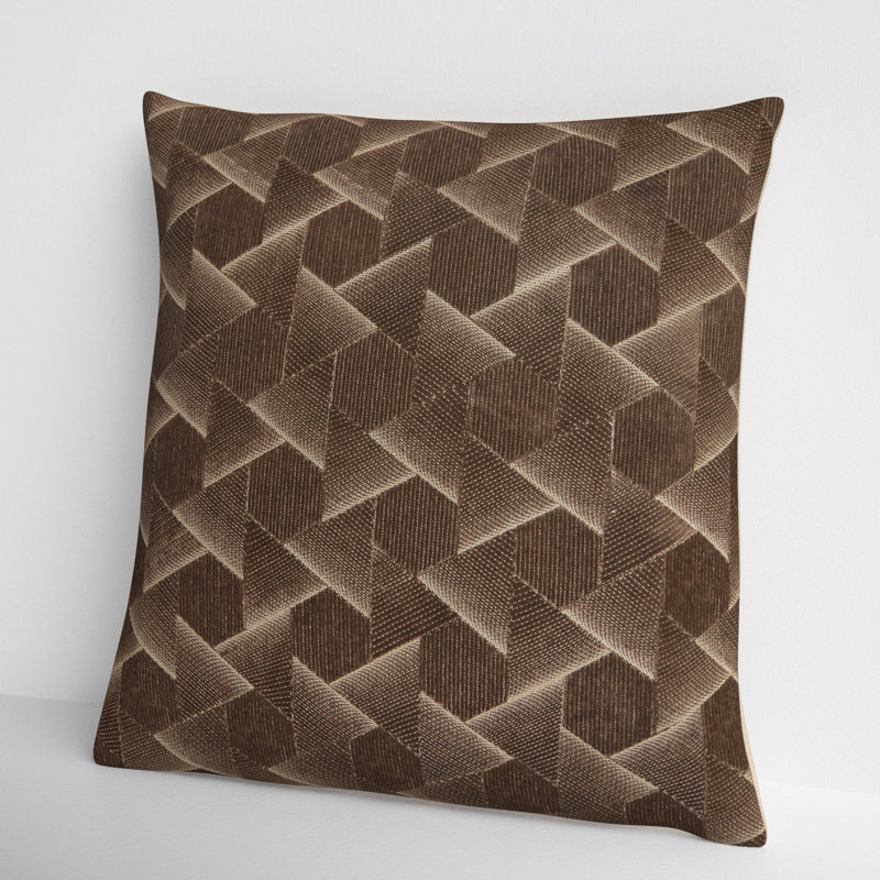 Gretchen Geometric Cotton Throw Pillow, Down, Dark Taupe