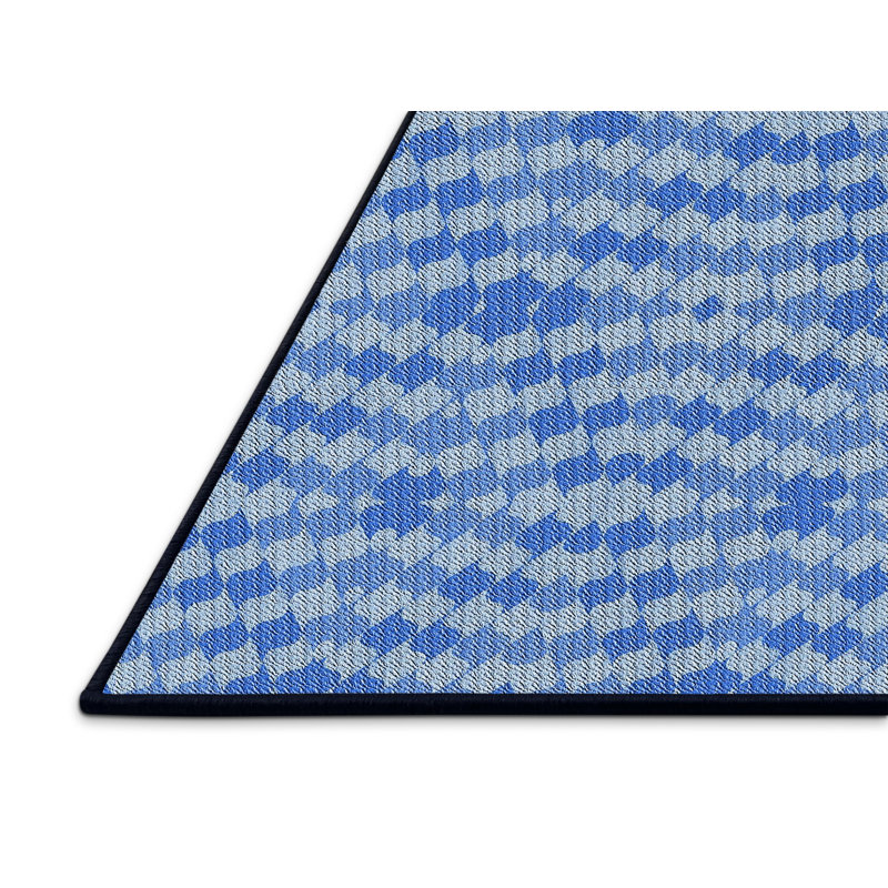 Tapis bleu ciel à motifs, Rectangle 5 pi x 7 pi