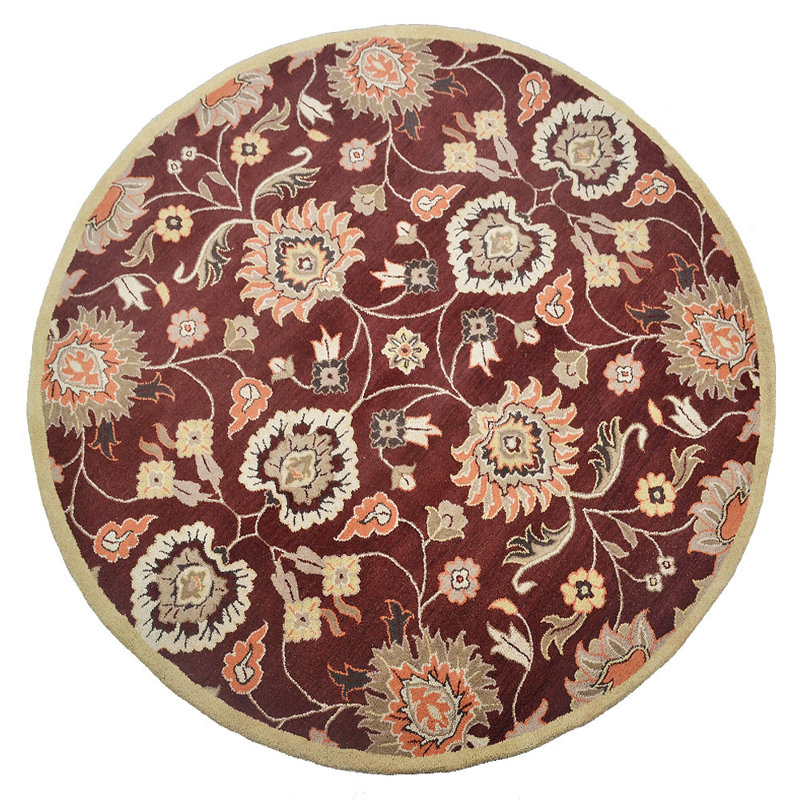 Messina HAND TUFTED WOOL ECO-FRIENDLY AREA RUGS - Maroon Color | Oriental Design, Round 8'