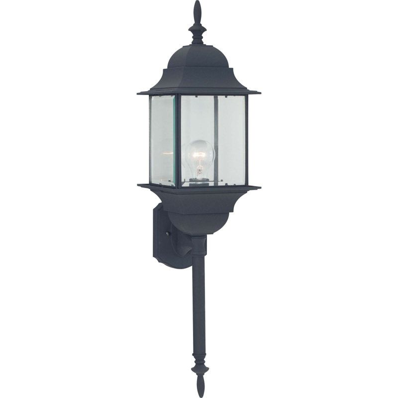 Cocuzzo 1-Light Outdoor Cast Aluminum Black Wall Mount Wall Sconce Wall Lantern with Clear Beveled Glass, Black