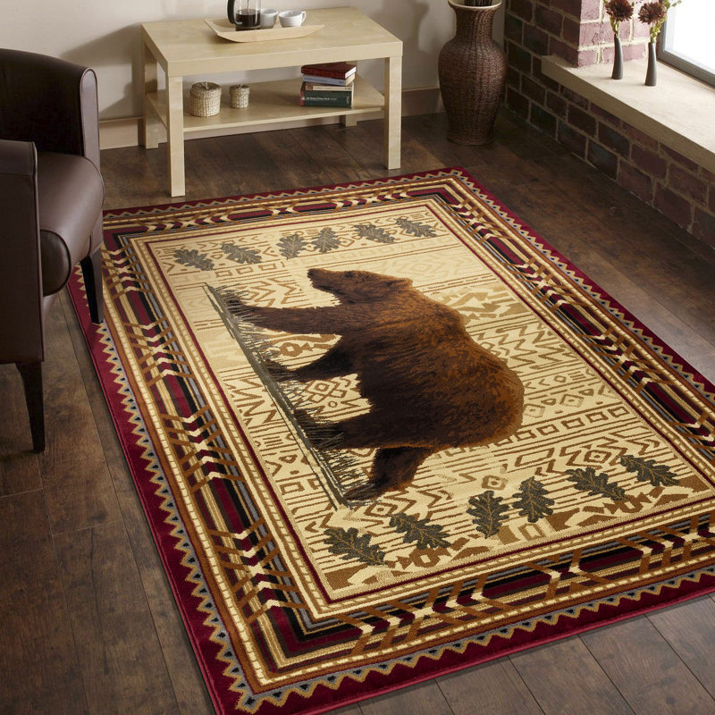 Multi Lodge Area Rug, Rectangle 7'10" x 10'3", Red