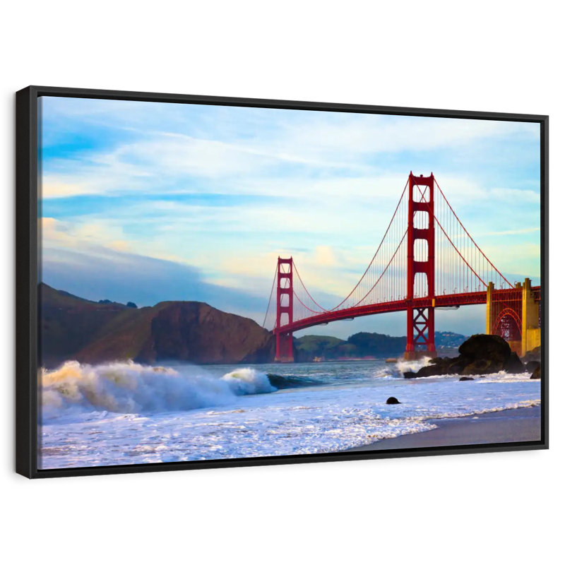 Golden Gate Bridge, San Francisco, 46 po x 31 po, Cadre flottant noir