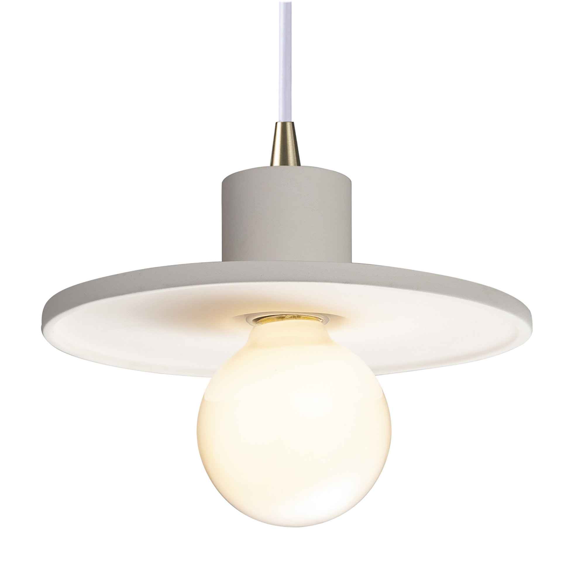 Leni Ceramic Dimmable Pendant, Bisque, Antique Brass