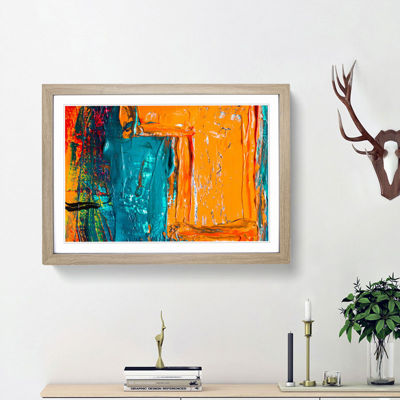 Abstract Art Painting Vol.53 by S.Johnson - Picture Frame Painting Print, Oak Framed, 62cm H x 87cm W x 2cm D