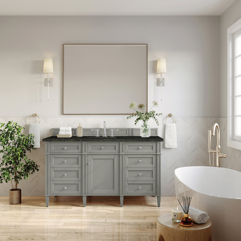 Meuble-lavabo simple 60 po Dussault, Gris urbain, 8 po, Fantôme