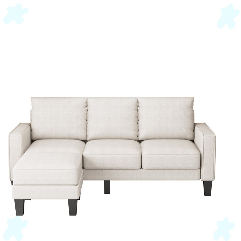 Canapé à accoudoirs carrés 75,12 po, Polyester beige