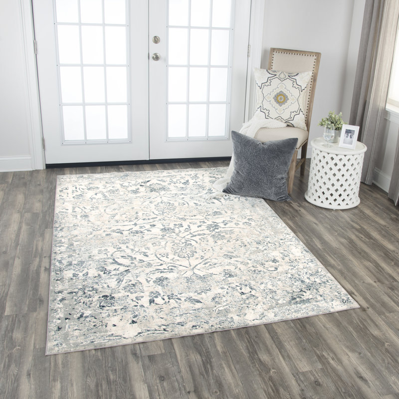 Tapis crème à motif floral Carey, Rectangle 5 pi 3 po x 7 pi 6 po