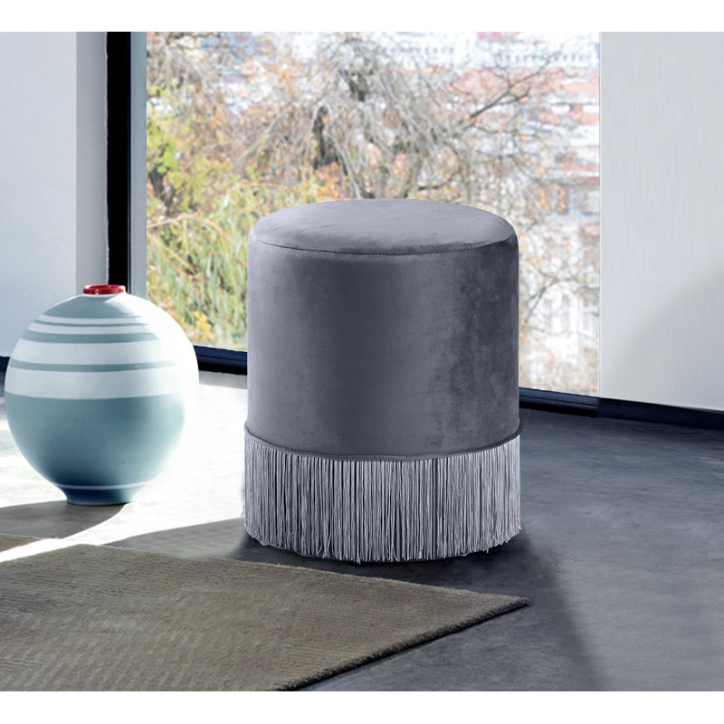 Repose-pieds standard en velours Cidnie, Velours gris