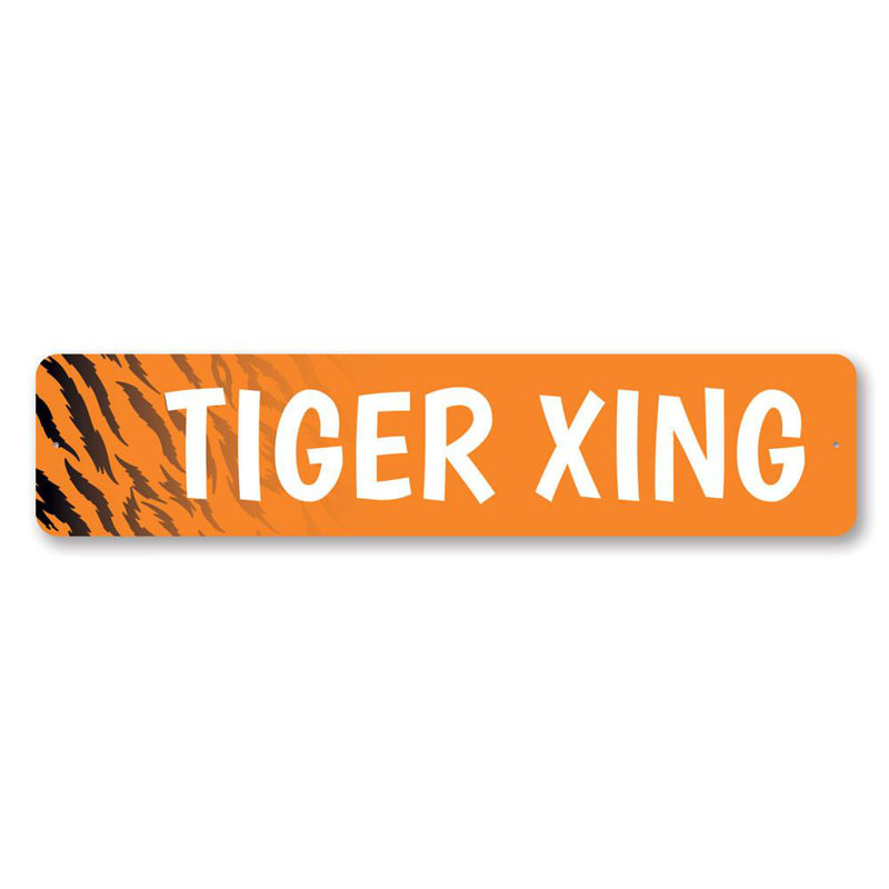 Plaque en aluminium Tiger Crossing, H 4 po x l 18 po x P 0,04 po