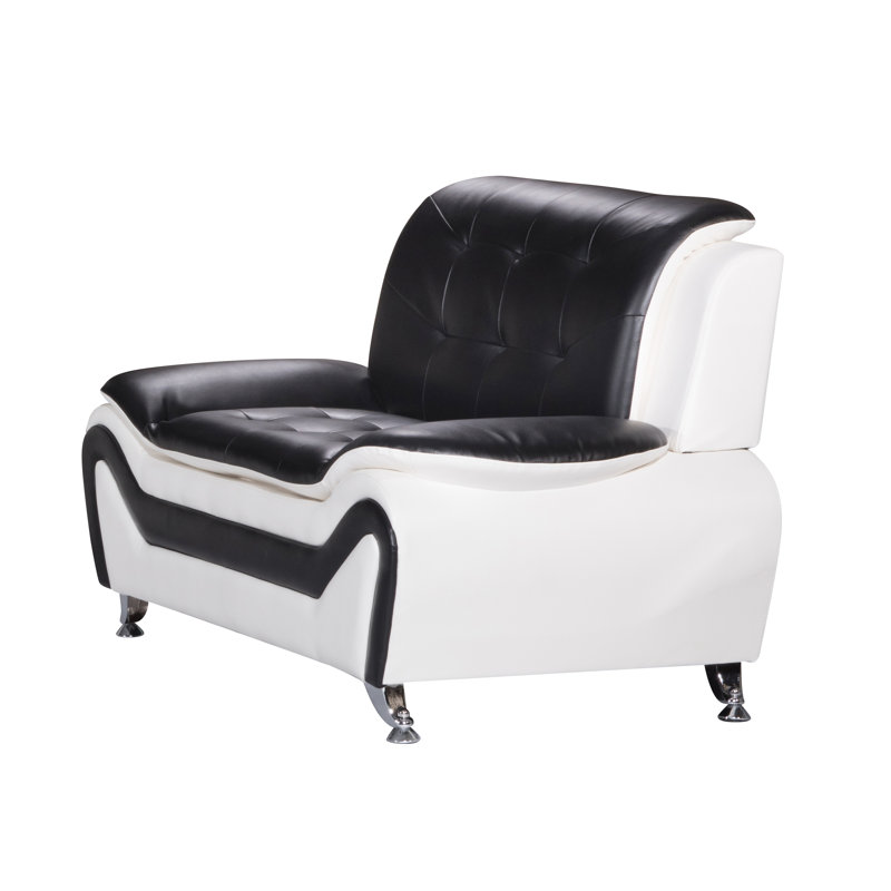 Causeuse JaCee, Similicuir noir/blanc
