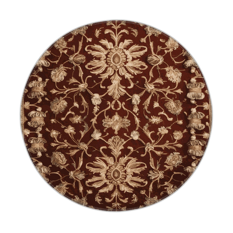 Tapis d'intérieur et d'extérieur brun français, Rond 5 pi