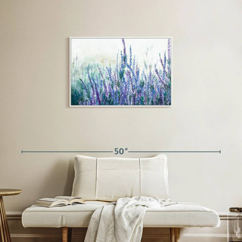 Lavande jardin floral, Cadre flottant blanc, 31 po x 21 po