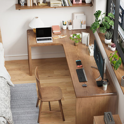 Solid Wood Corner Desk L-Shaped Corner Desk
