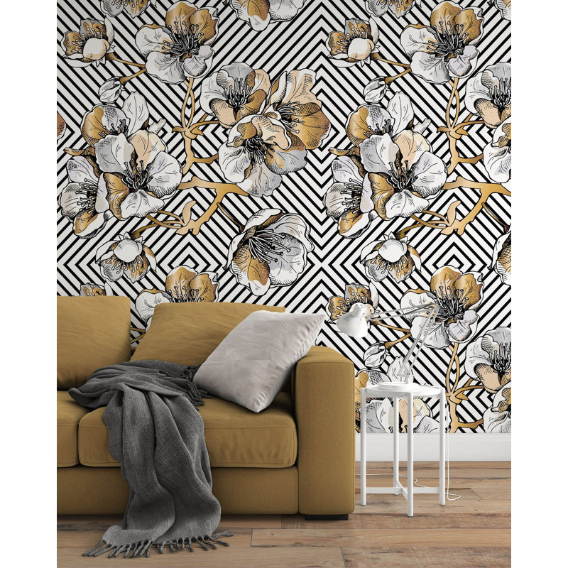 Papier peint amovible géométrique Futuristic, L 35,04 po x l 55 po