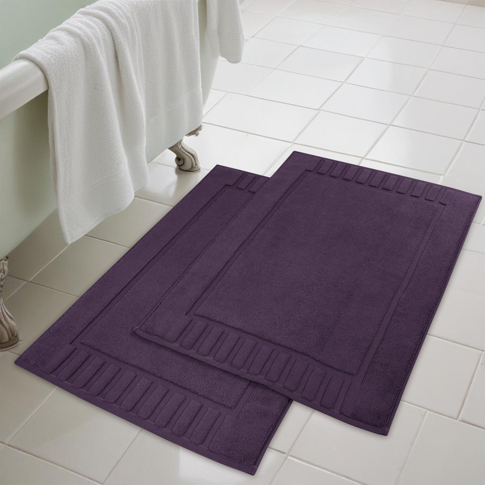 Pardue Cotton Bath Mat, Geometric, Eggplant