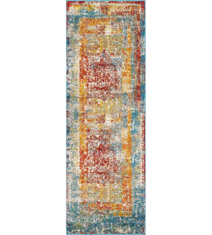 Hartell Oriental Blue/Orange/Red Area Rug