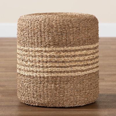 Aaja Seagrass Solid Wood Accent Stool by Highland Dunes