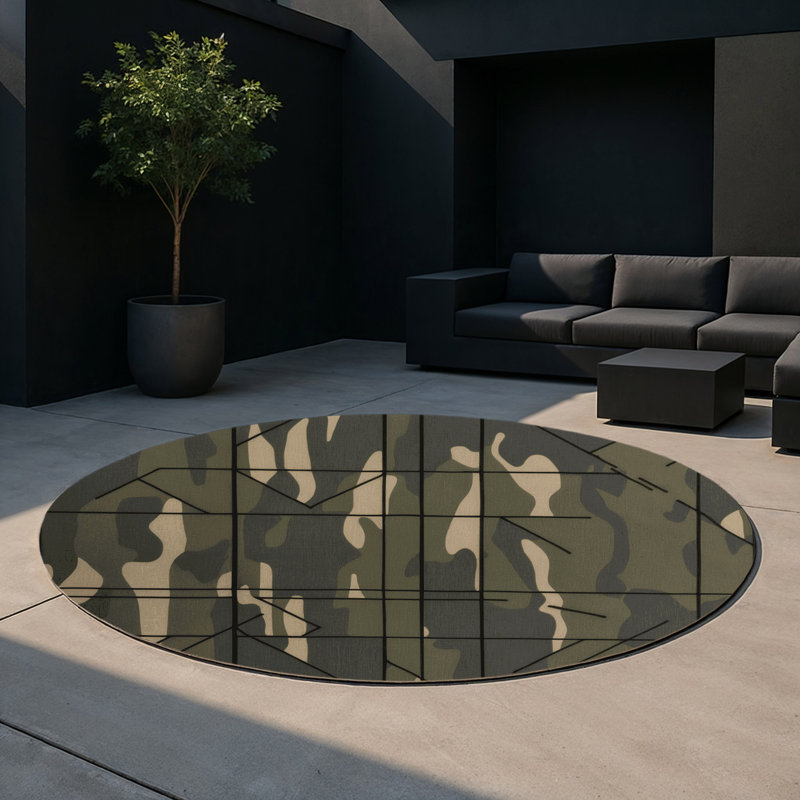 Echo Layer Indoor And Outdoor Area Rug, Round 5'