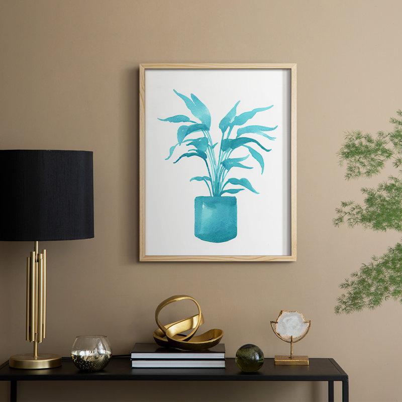 «Watercolor House Plant IV», reproduction encadrée - bois massif, H 15 po x l 12 po