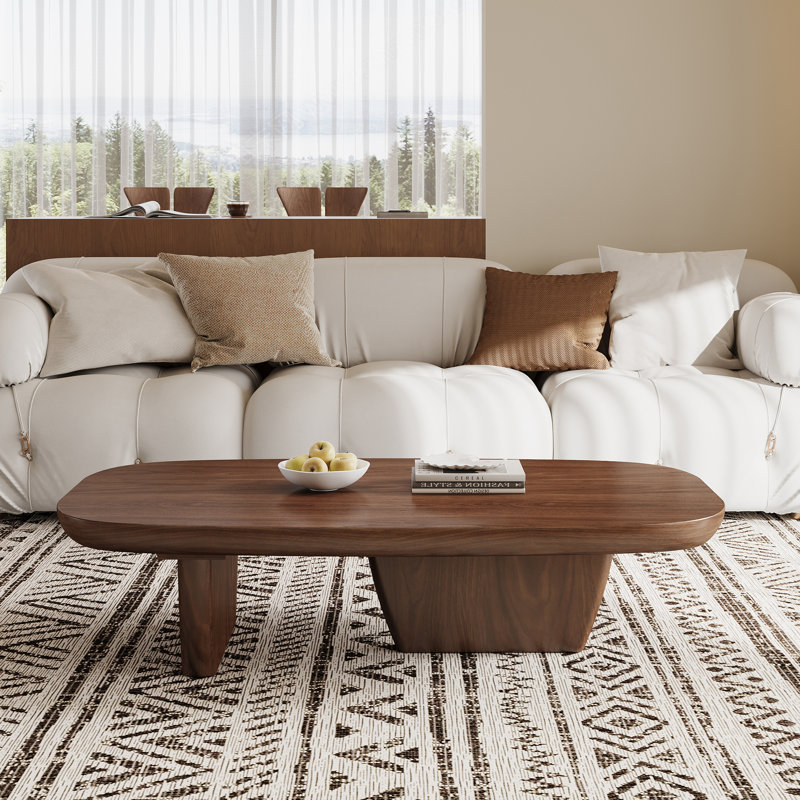 51'' Walnut Coffee Table Rectangle Coffee Table, Wood Coffee Table for Living Room, Dark Brown