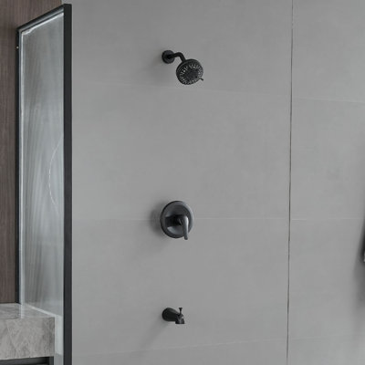 Wall Mounted Shower System With Tub Spout Single Handle Shower Faucet Set Brass Shower Trim Kit With Rough-In Valve