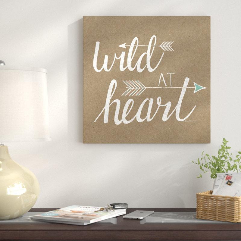 Wild At Heart On Sandstone, art textuel sur toile tendue, L 18 po x H 18 po x P 1,5 po, Toile encadrée noire, Pas de tapis
