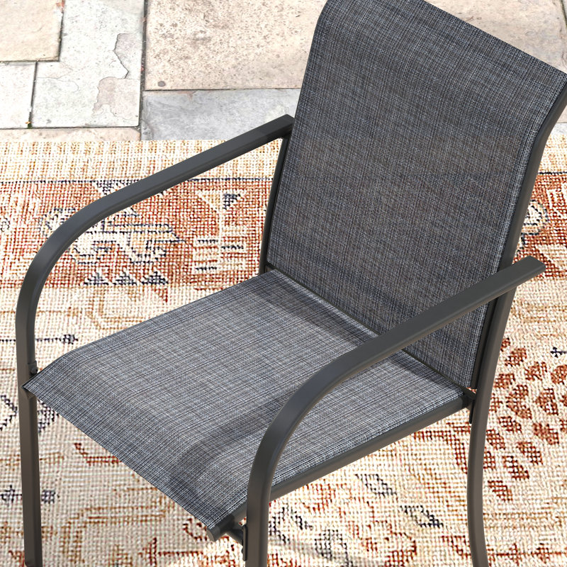 Ensemble de 4 chaises de patio d'extérieur empilables, Gris foncé / Noir