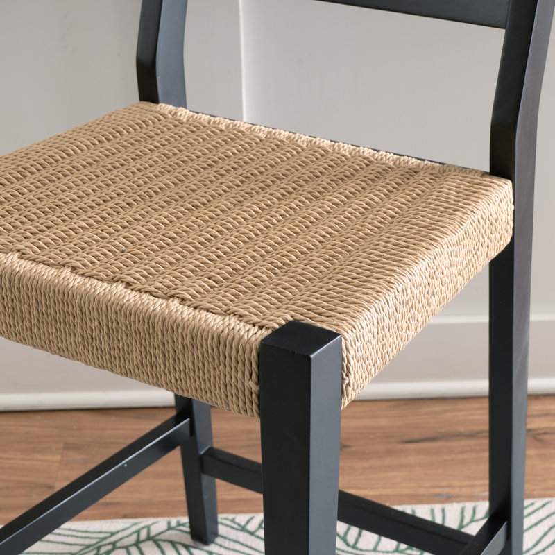 Aniek Square Solid Rubberwood Counter Stool, Counter Stool (24" Seat Height)