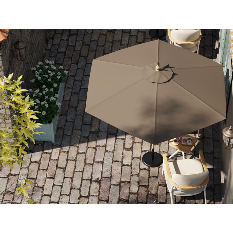 2.5m Round Wooden  Parasolc (UV50+), Khaki