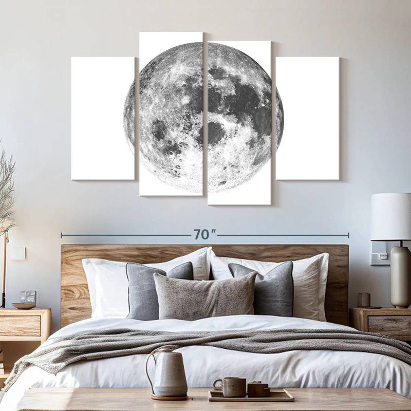 " Earth's Moon " 4 Piece Art Color Photography Print, 42" H x 68" W x 1" D