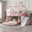 Lit superposé en métal avec bande lumineuse, glissade, tablettes et tringle-2049183442-2049183443