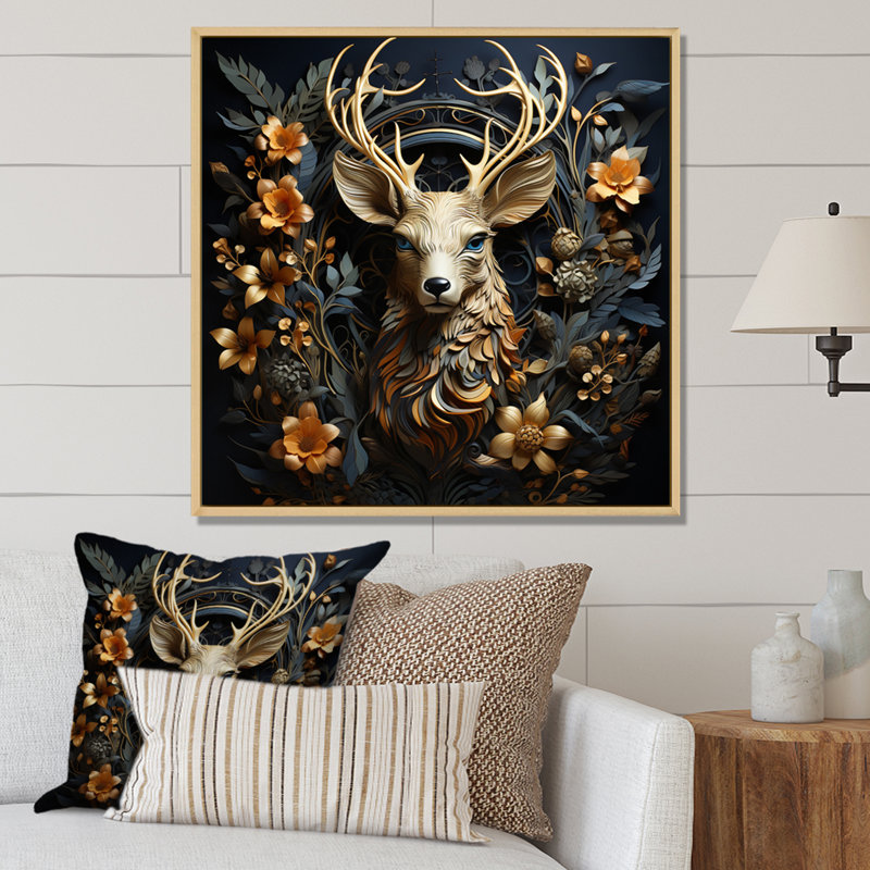 Deer Wonderers III - Deer Canvas Prints, Natural Floater Framed, 24" H x 24" W