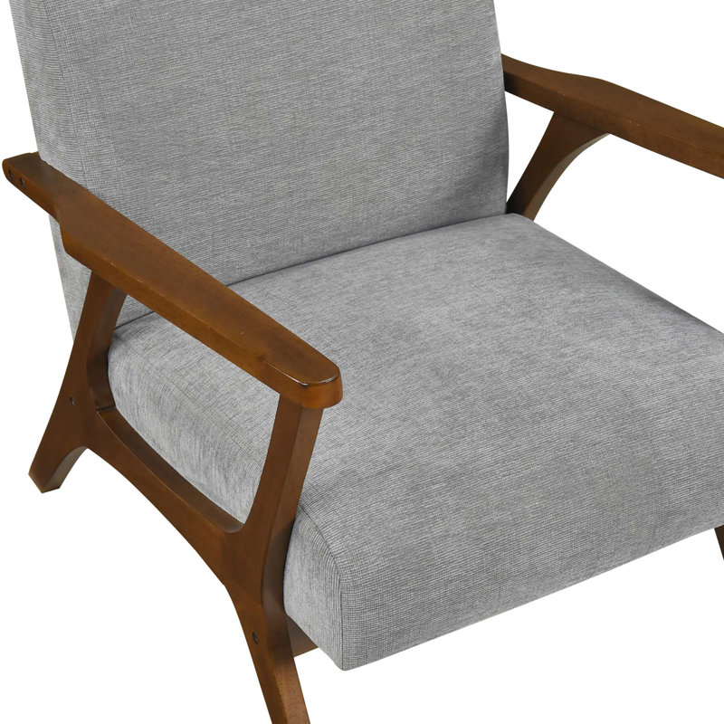 Contemporary Durable Stylish Accent Armchair 1Pc Soft Chenille Fabric Upholstery Living Room Furniture Solid Rubberwood Frame Chestnut Finish