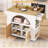 Rolling Kitchen Island with Storage, Kitchen Island Cart with Drop Leaf Countertop, Island Table with Arch Open Shelf