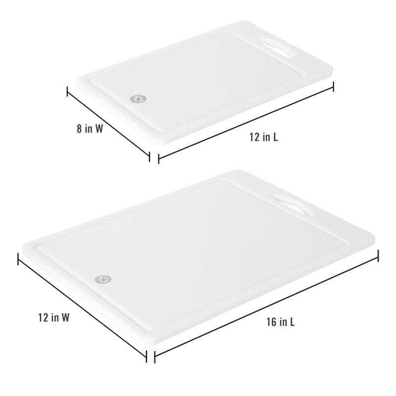 White Rectangular Plastic Cutting Board Set, 2-Piece